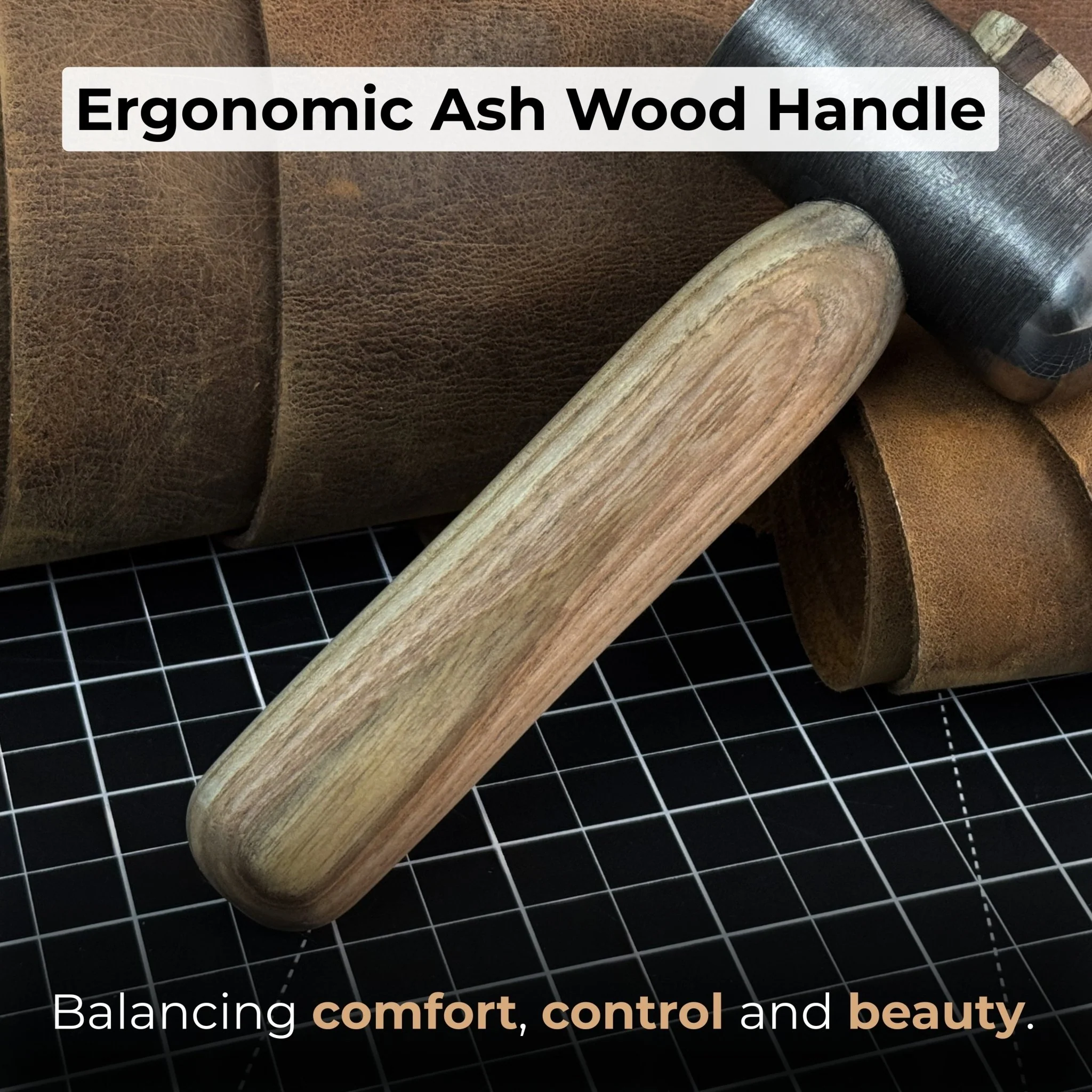 Hand-Forged Leather Hammer, 500 g (17.6 oz) - Image 4