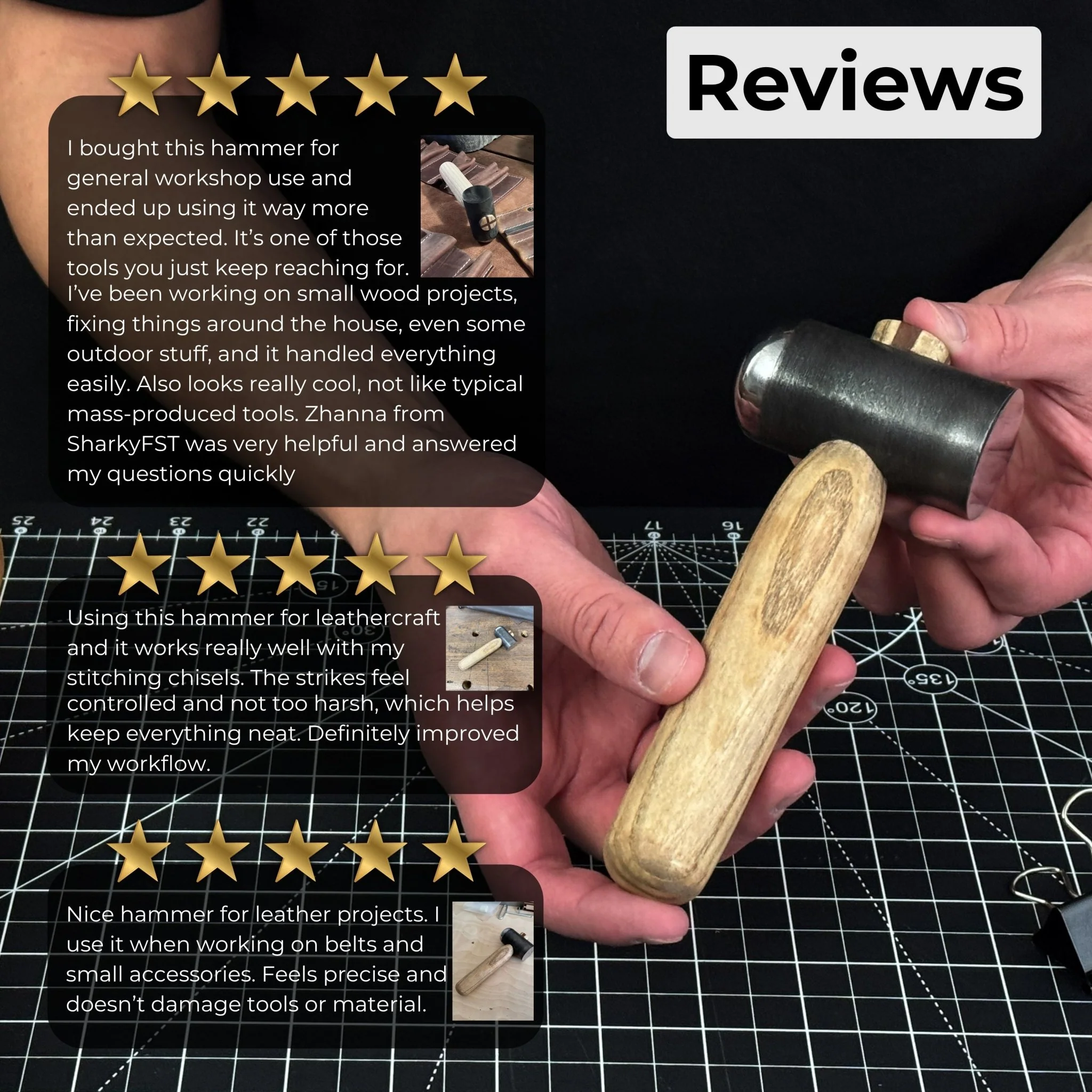Hand-Forged Leather Hammer, 500 g (17.6 oz) - Image 9