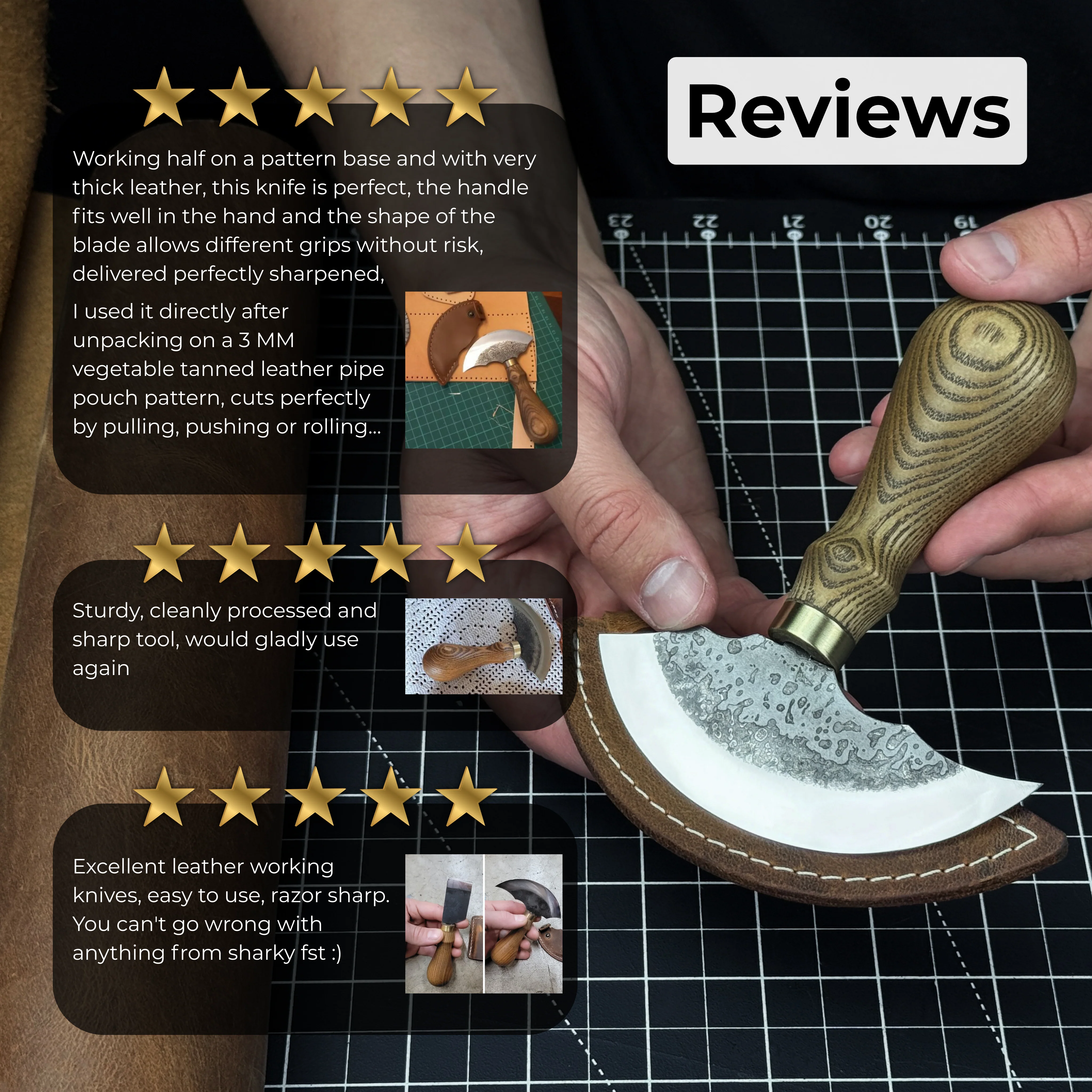 Leather Round Knife, 10 cm (3.9 inches) - Image 10