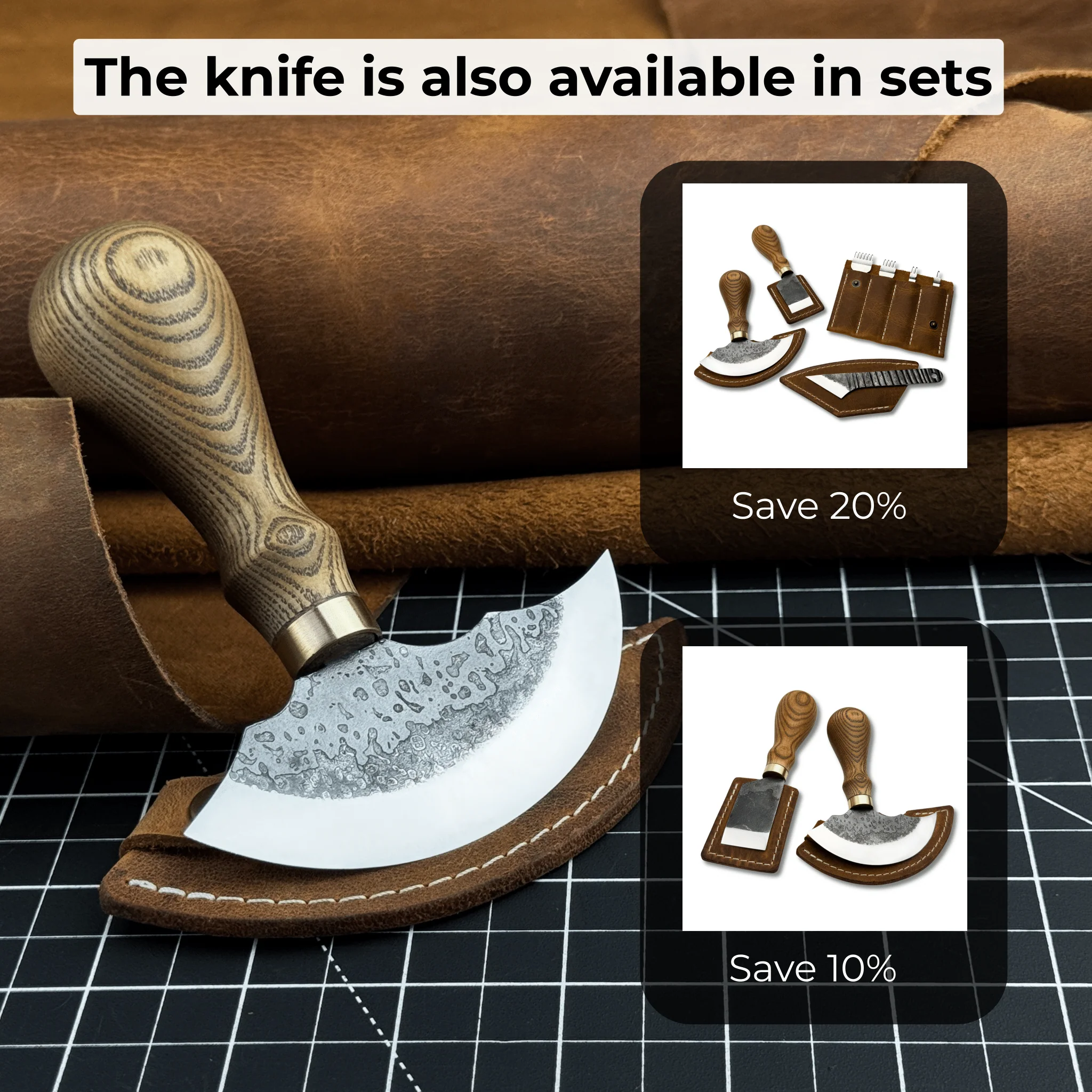 Leather Round Knife, 10 cm (3.9 inches) - Image 11