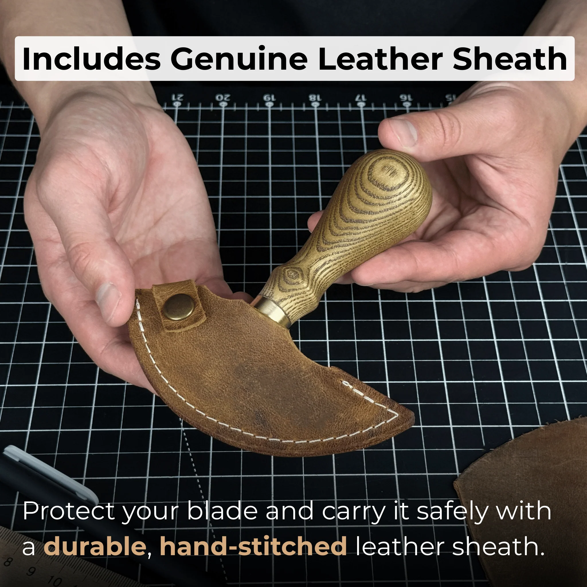 Leather Round Knife, 10 cm (3.9 inches) - Image 5