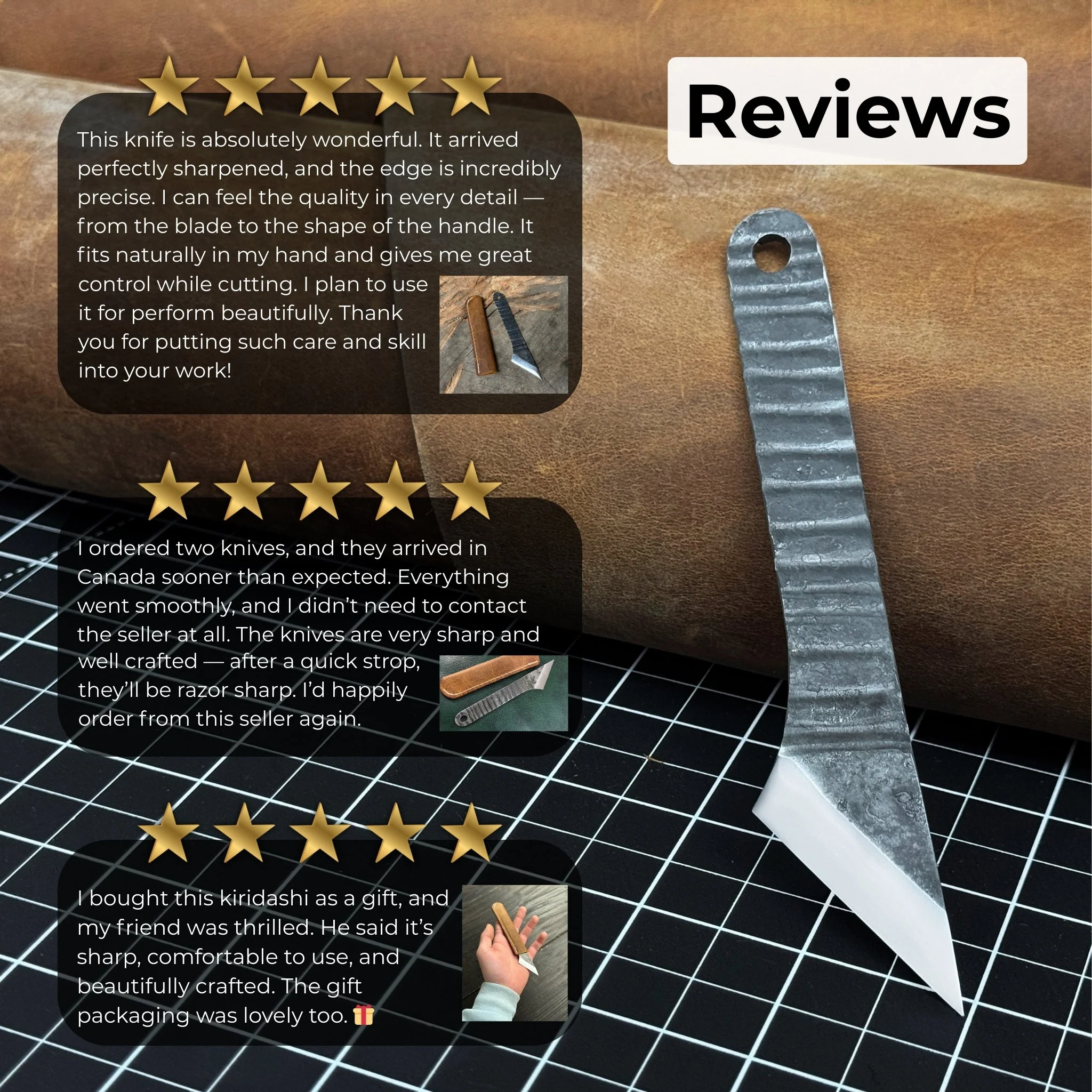 Hand-Forged Single-Bevel Kiridashi Knife with Leather Sheath - Image 10
