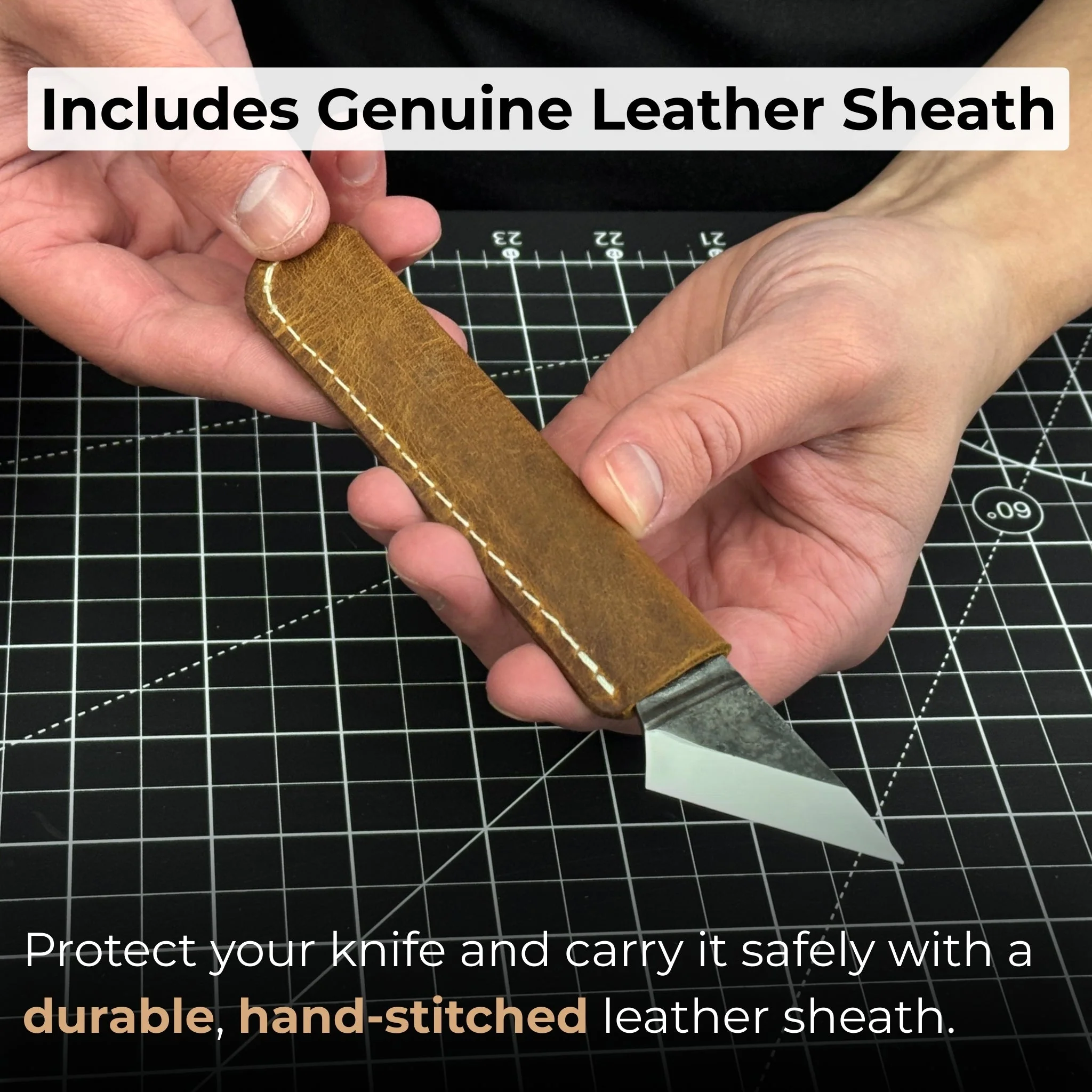 Hand-Forged Single-Bevel Kiridashi Knife with Leather Sheath - Image 5