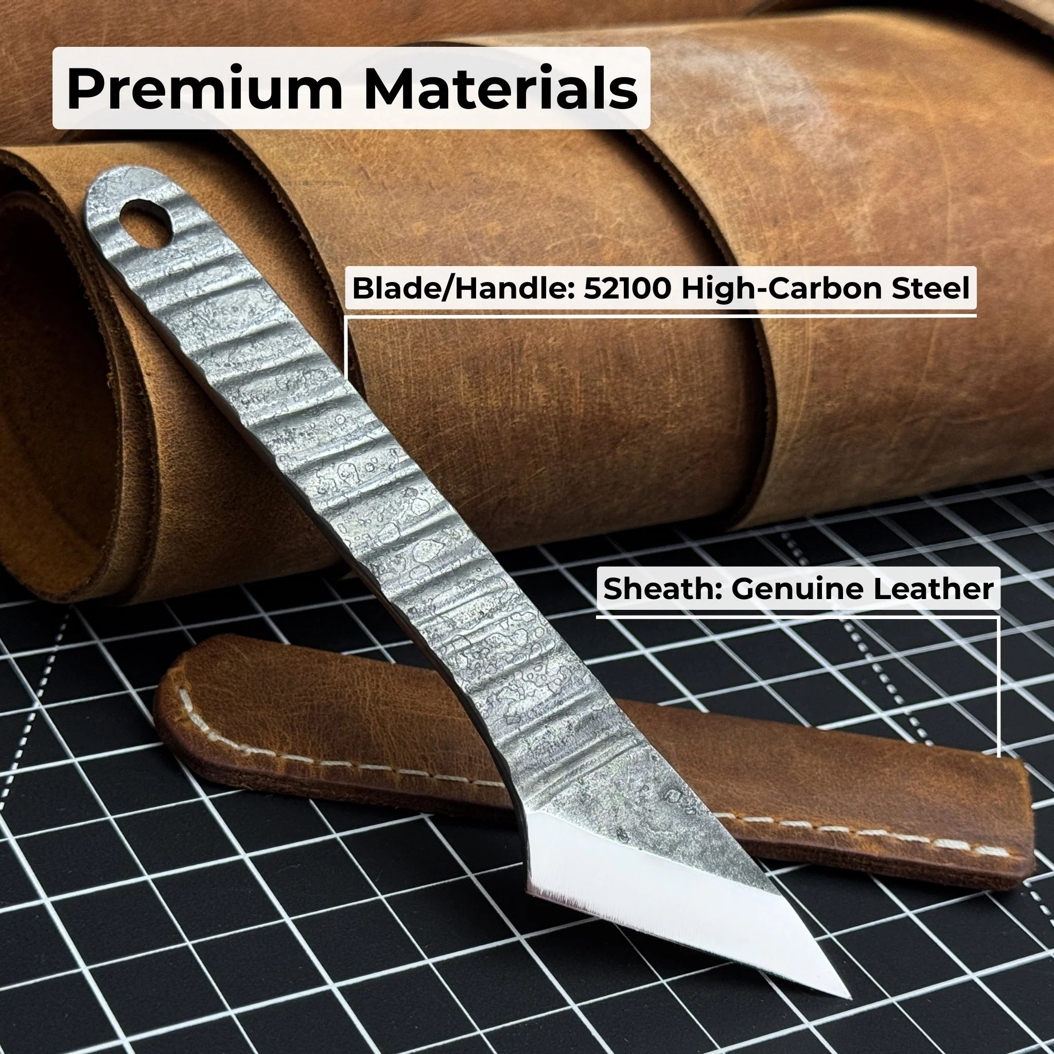 Hand-Forged Single-Bevel Kiridashi Knife with Leather Sheath - Image 7