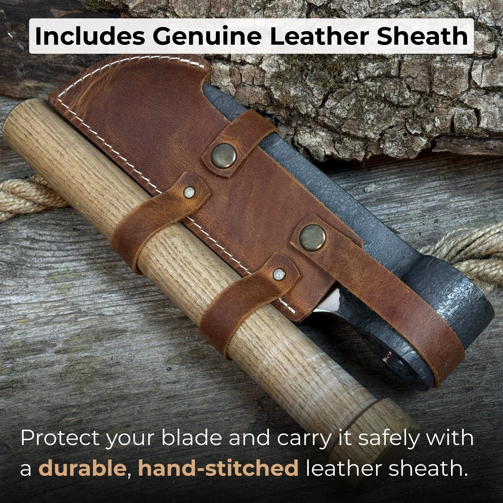 Hand-Forged Small Splitting Froe – Leather Sheath with Handle Holder - Image 4