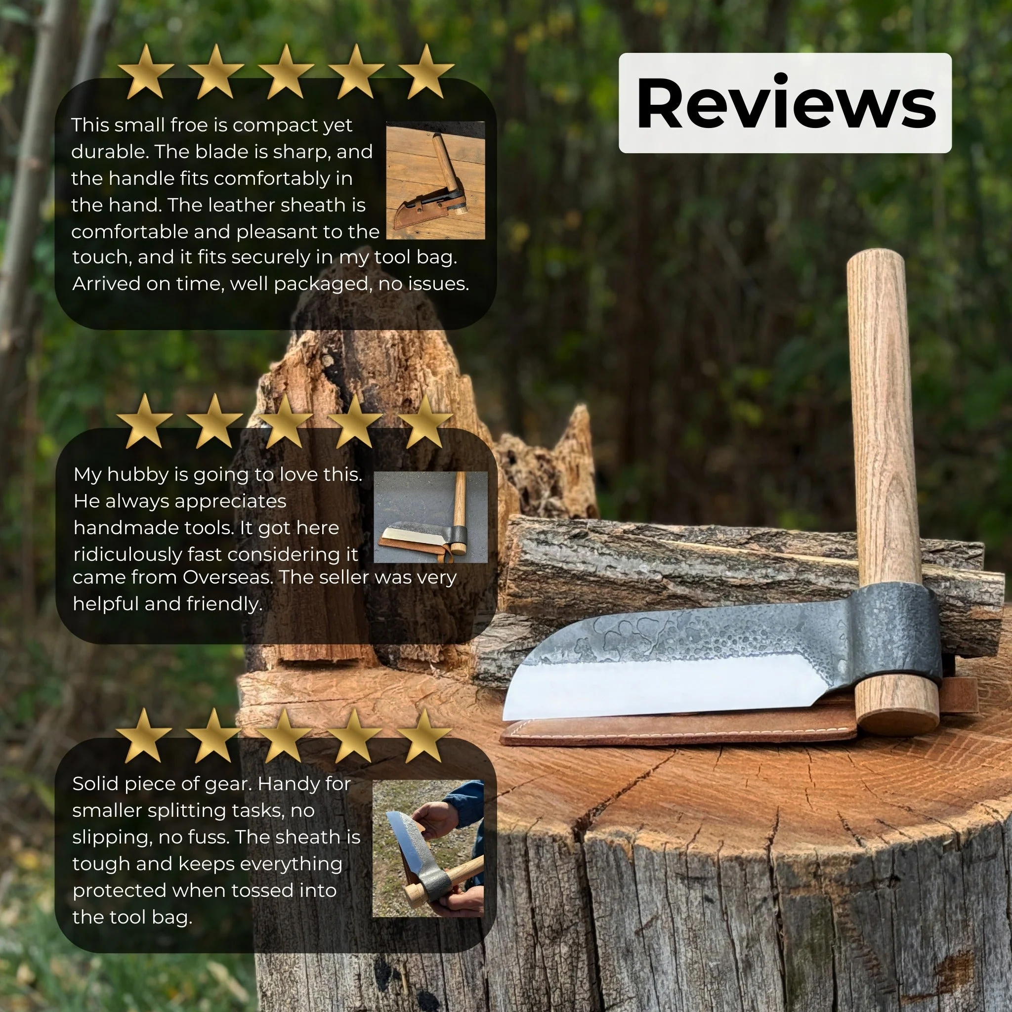 Hand-Forged Splitting Froe, Blade - 15.5 cm (6.1 inches) - Image 10