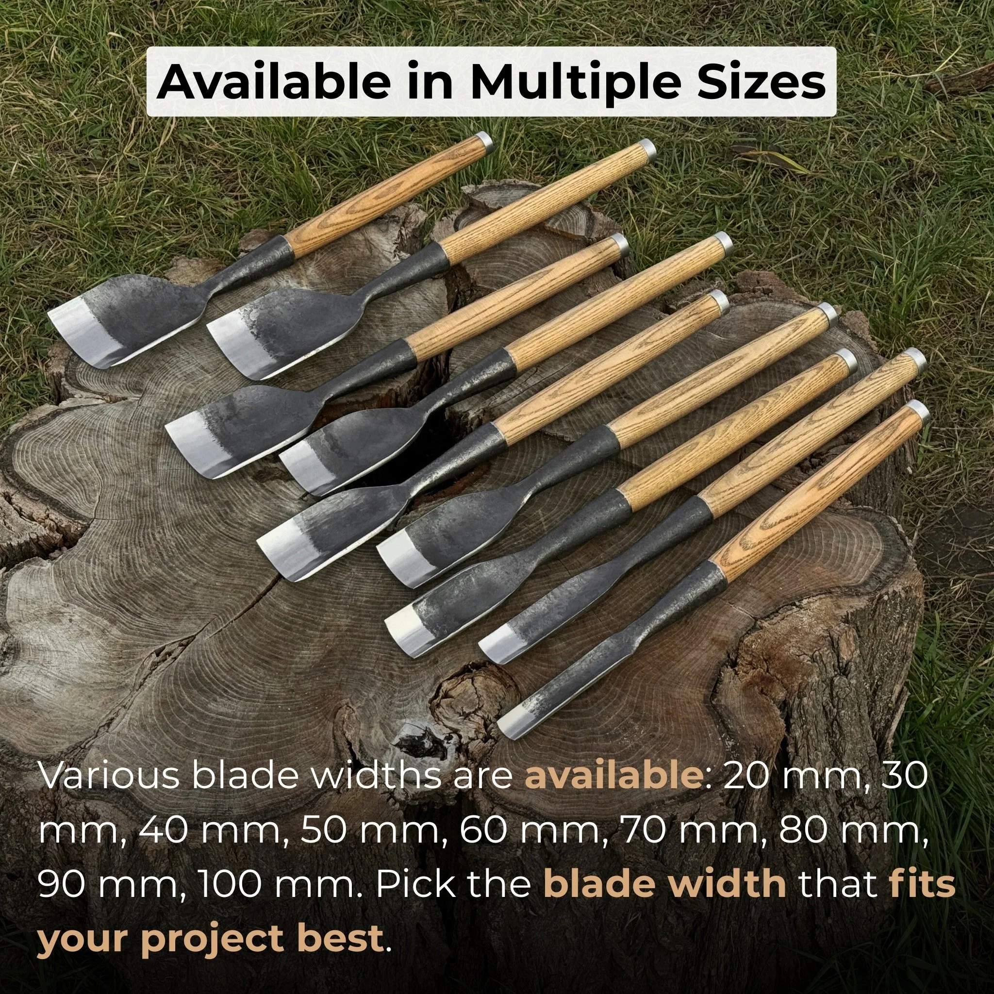 Timber Framing Rounded Chisel, 20 - 100 mm (0.8 - 3.9 inches) - Image 7