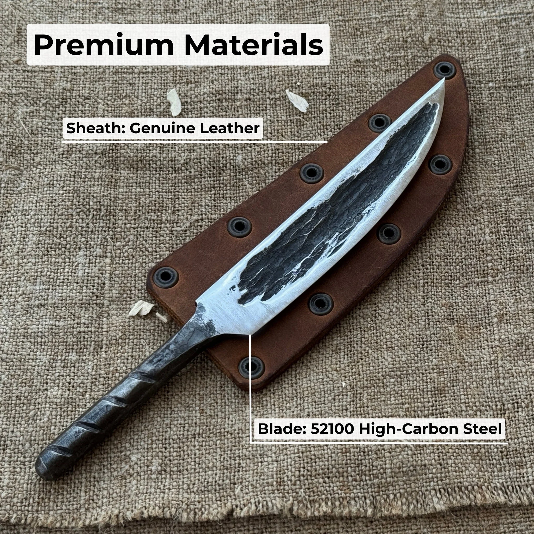 Hand-Forged Yakut Blade with Leather Sheath, 10 cm (3.93 inches) - Image 6