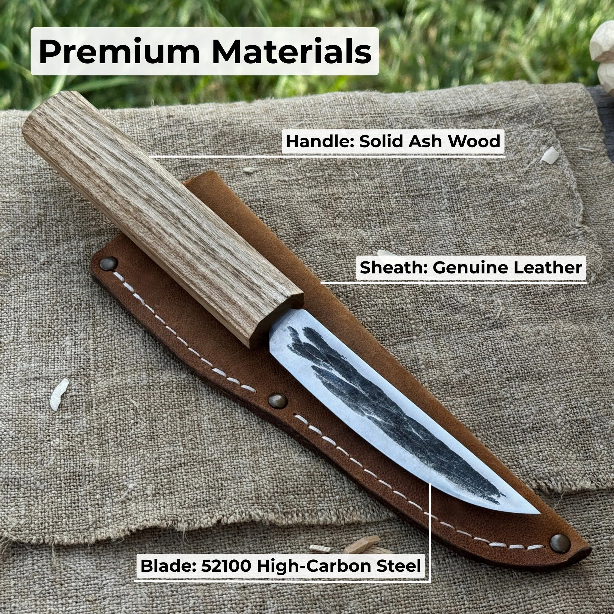 Hand-Forged Yakut Knife with Leather Sheath, 9.5 cm (3.74 inches) - Image 6