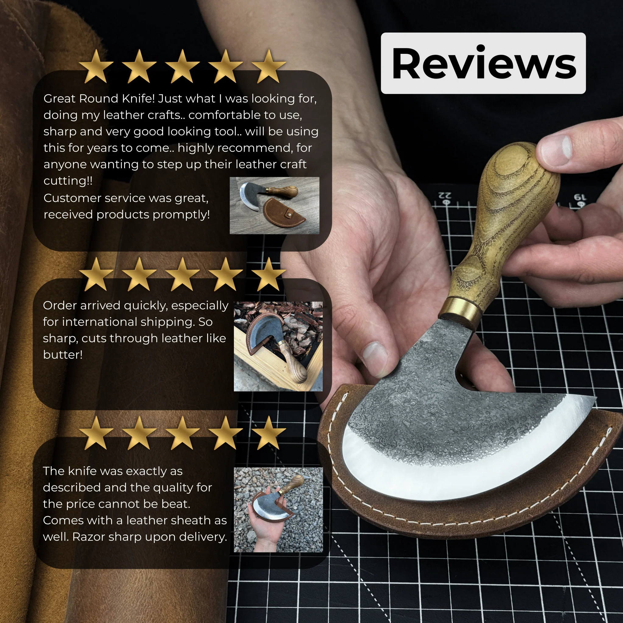 Professional Leather Crafting Half Round Knife, 10.5 cm (4.1 inches) - Image 10