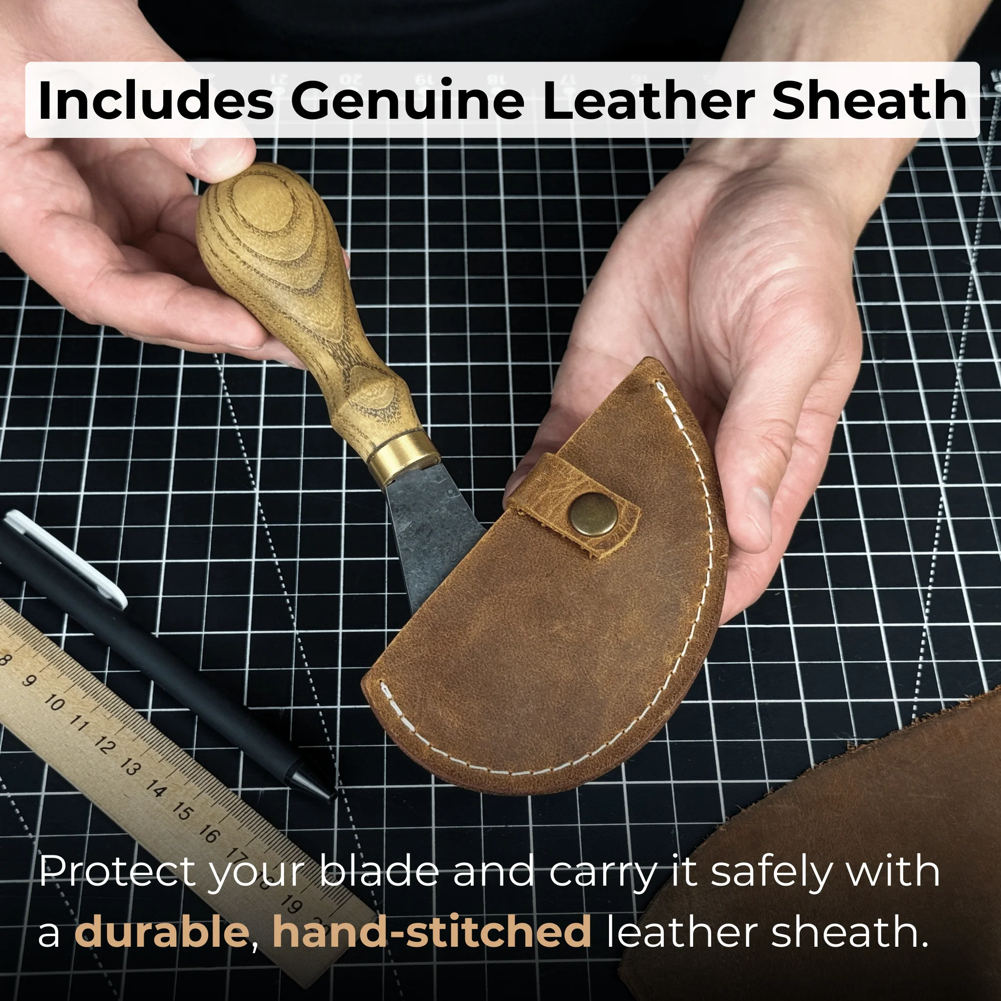 Professional Leather Crafting Half Round Knife, 10.5 cm (4.1 inches) - Image 5