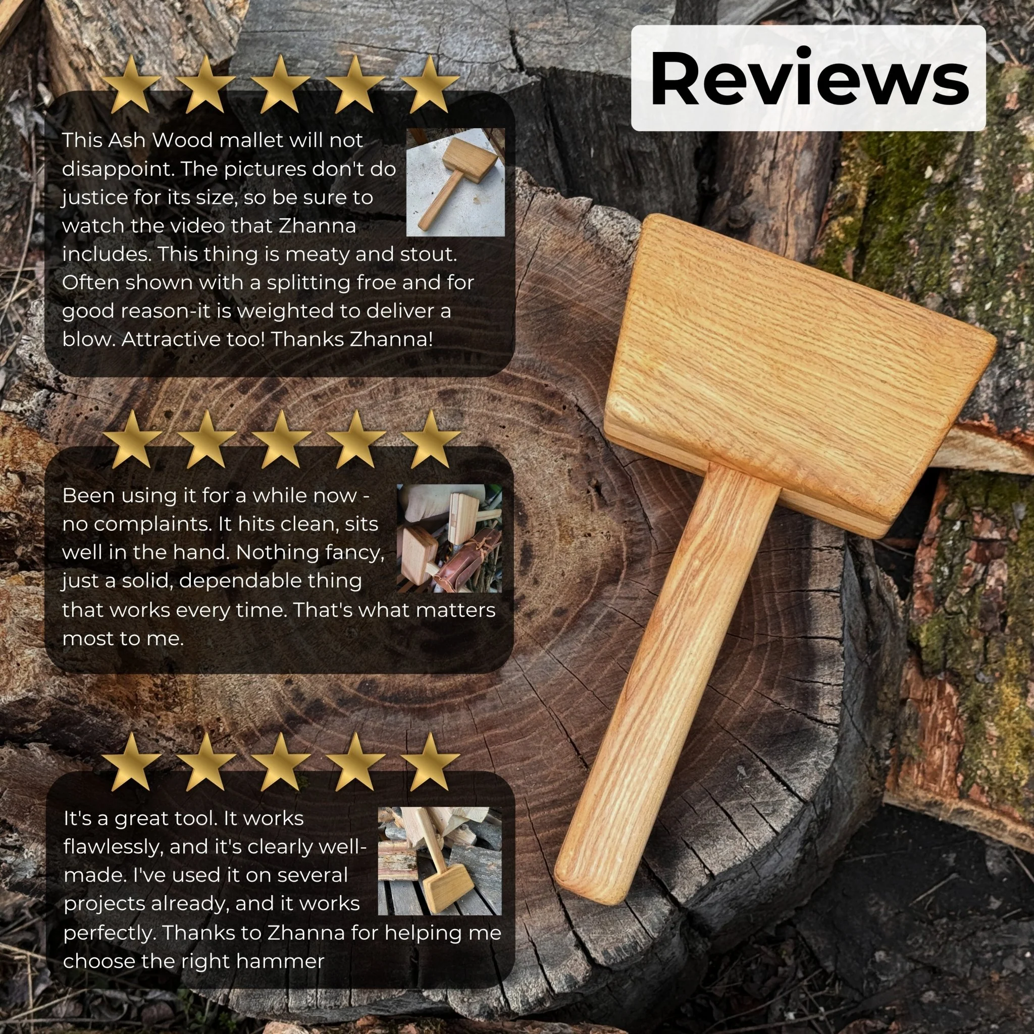 Quiet 35 oz Wooden Mallet (Mallet Tool) - Image 6