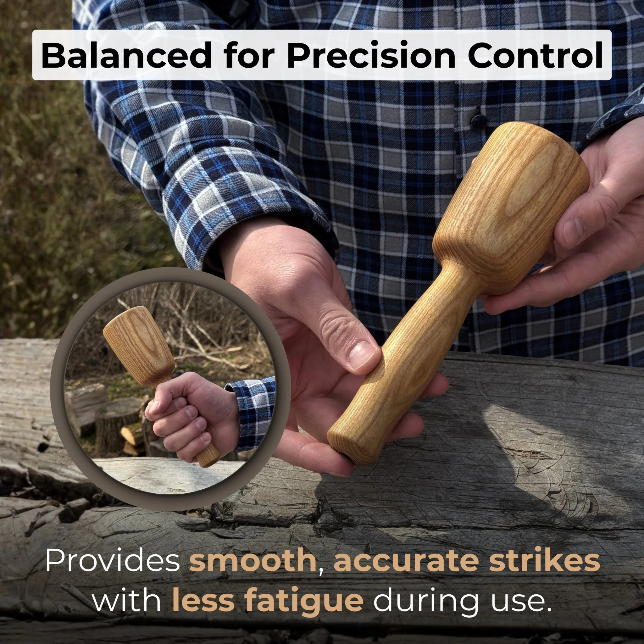 Quiet 7 oz. Wooden Mallet (Mallet Tool) - Image 3