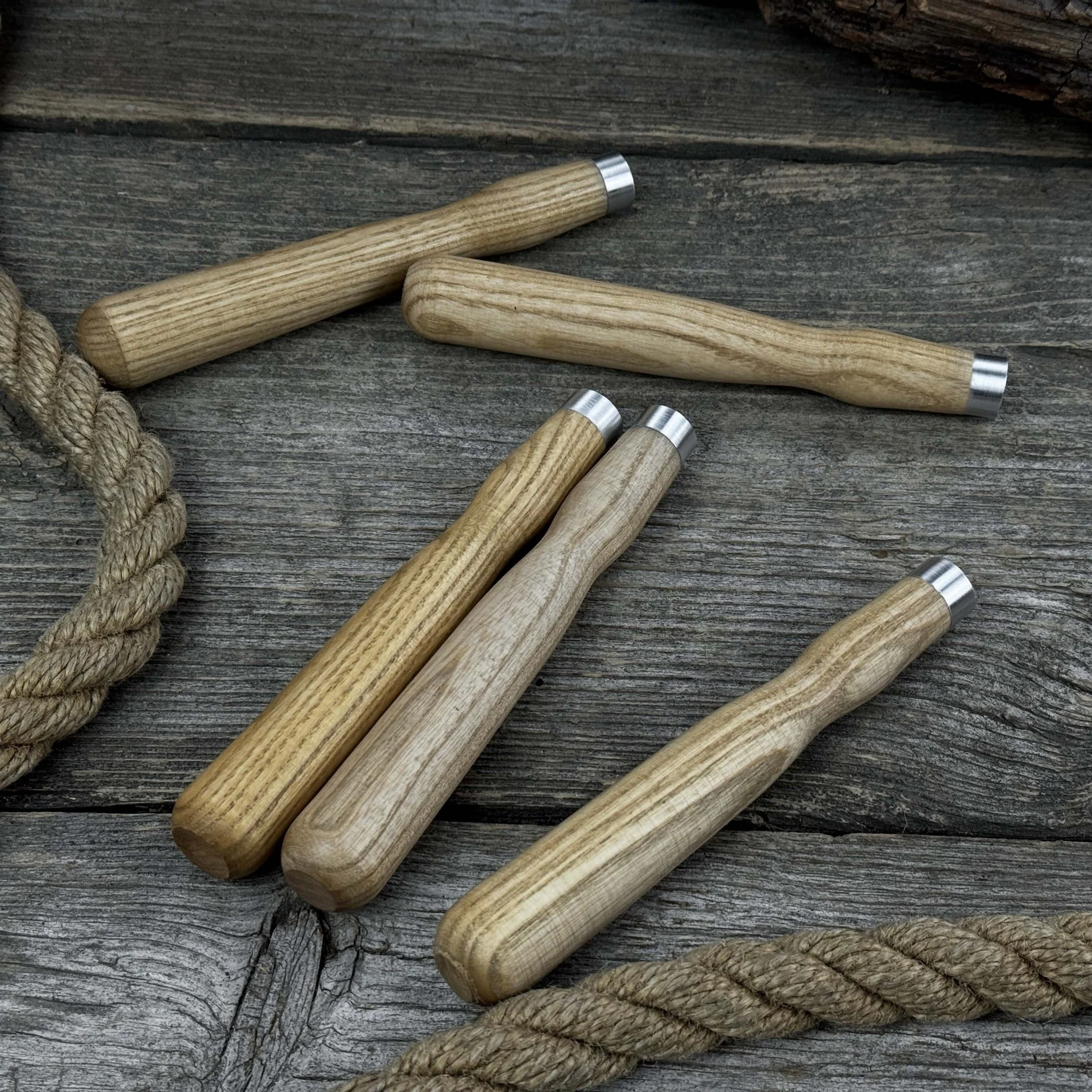 Set of 5 Ash Wood Handles for Chisels and Gouges with Aluminum Rings - Image 7