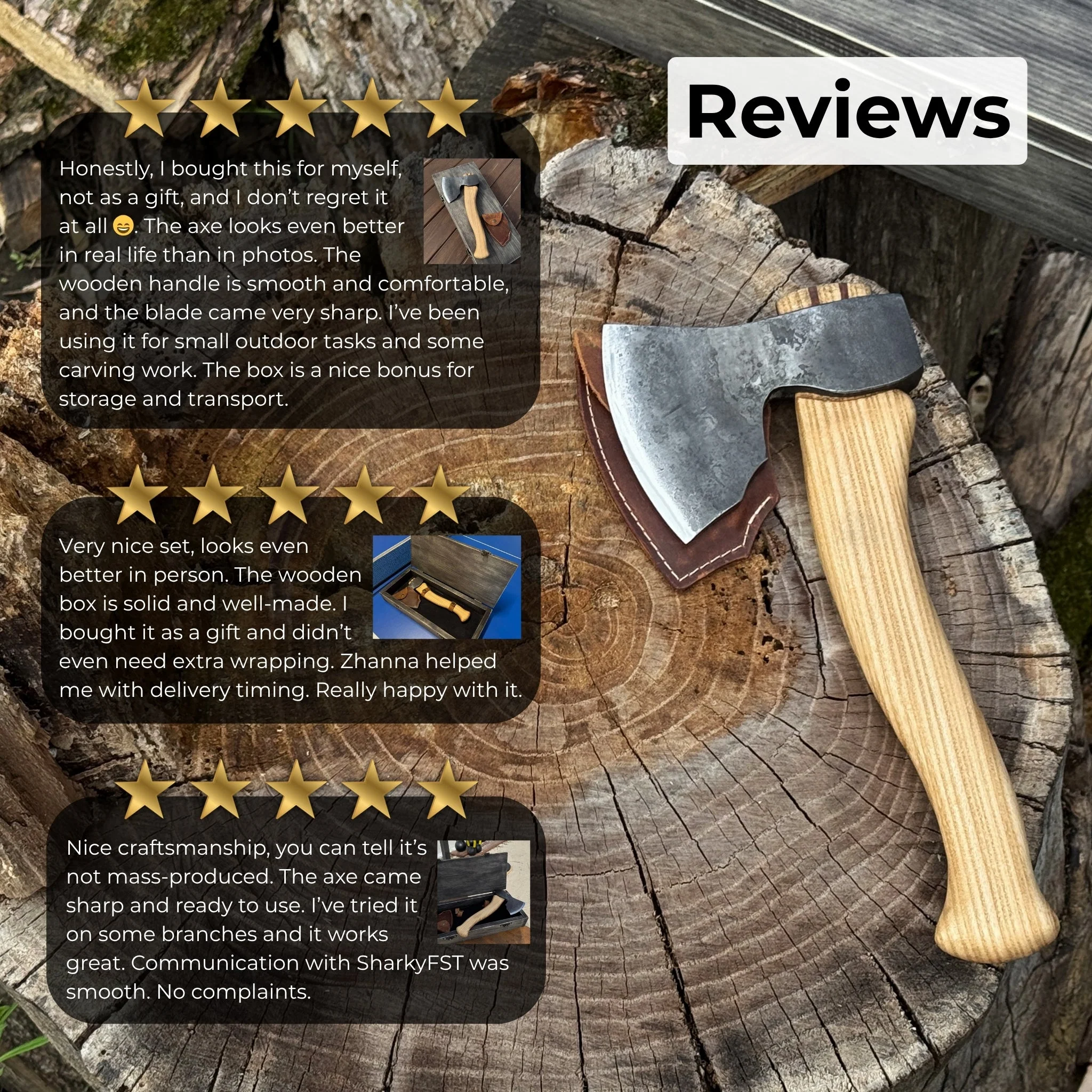 Small Carving Axe, 0.66 kg (1.46 lb) with Wooden Gift Box - Image 10