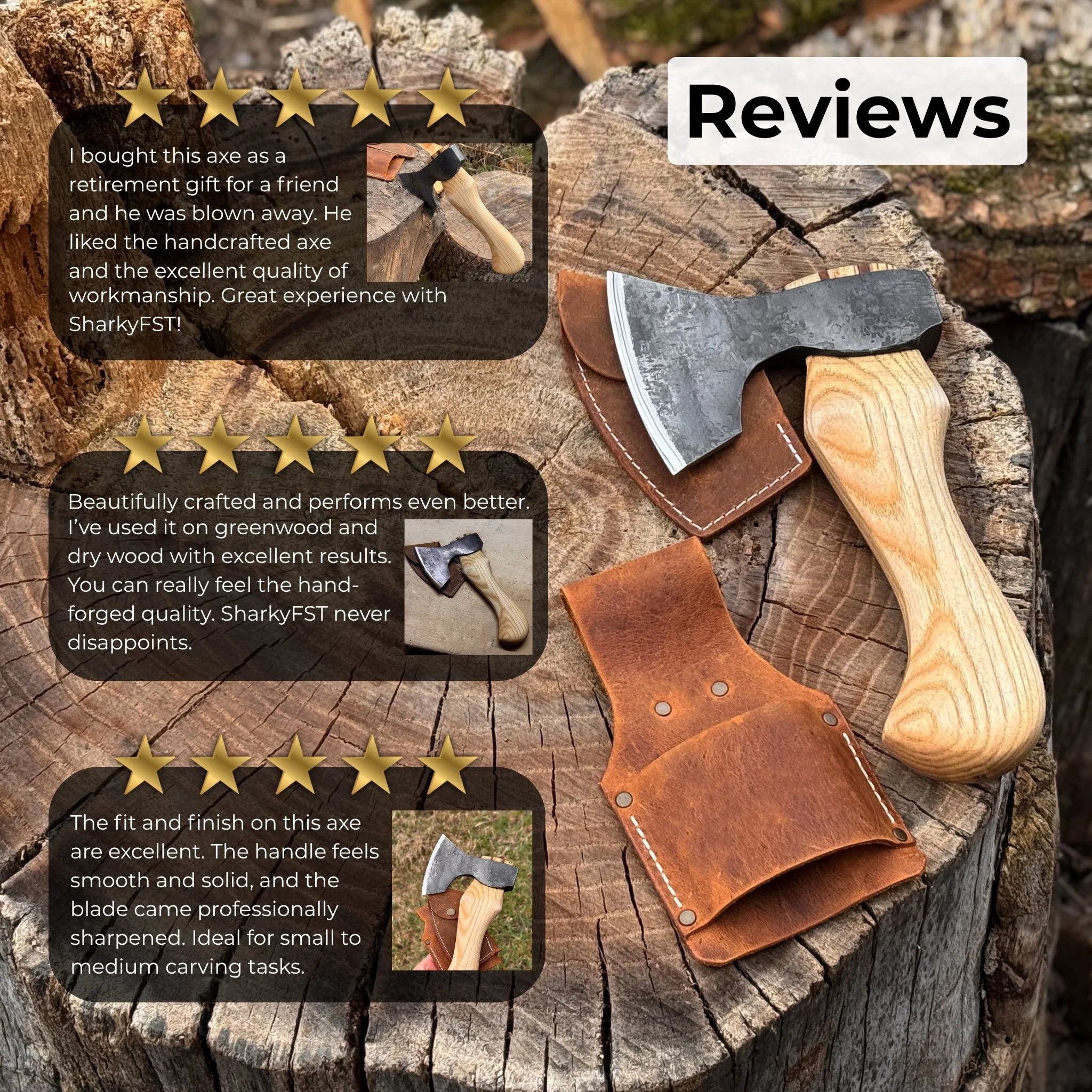 Small Carving Axe with Belt Loop, 0.47 kg (1 lb) - Image 10