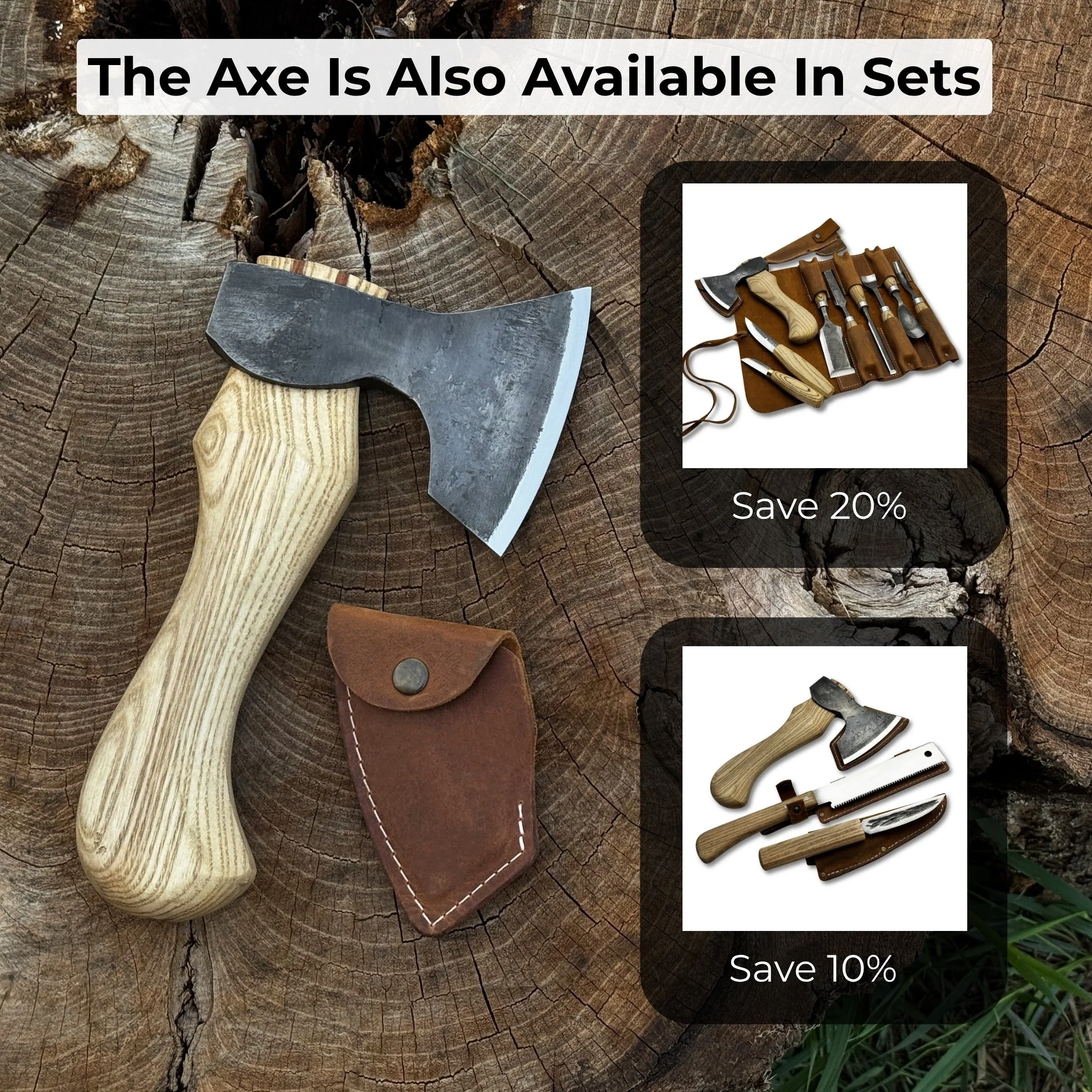 Small Carving Axe with Leather Sheath, 0.47 kg (1 lb) - Image 12