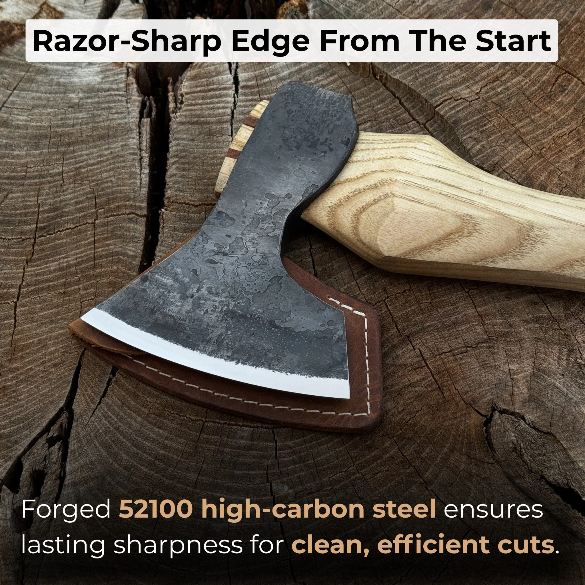 Small Carving Axe with Leather Sheath, 0.47 kg (1 lb) - Image 3