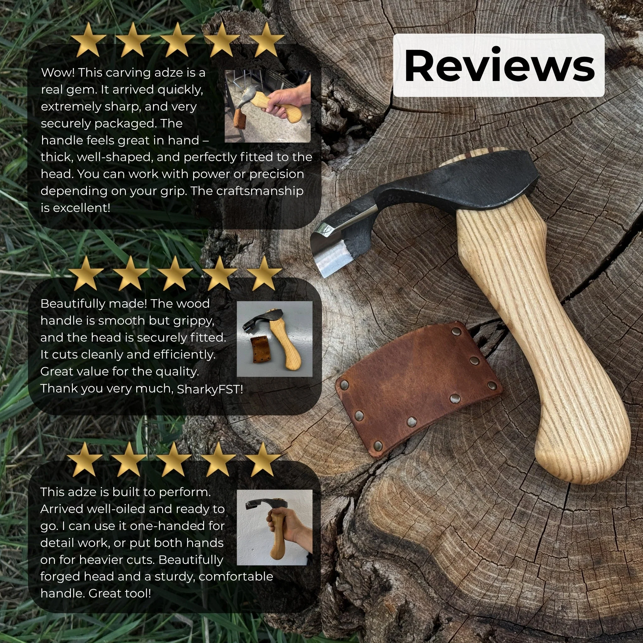 Small Kuksa Adze with Deep Curved (Round) Blade, 4.5 cm (1.8 in) - Image 11