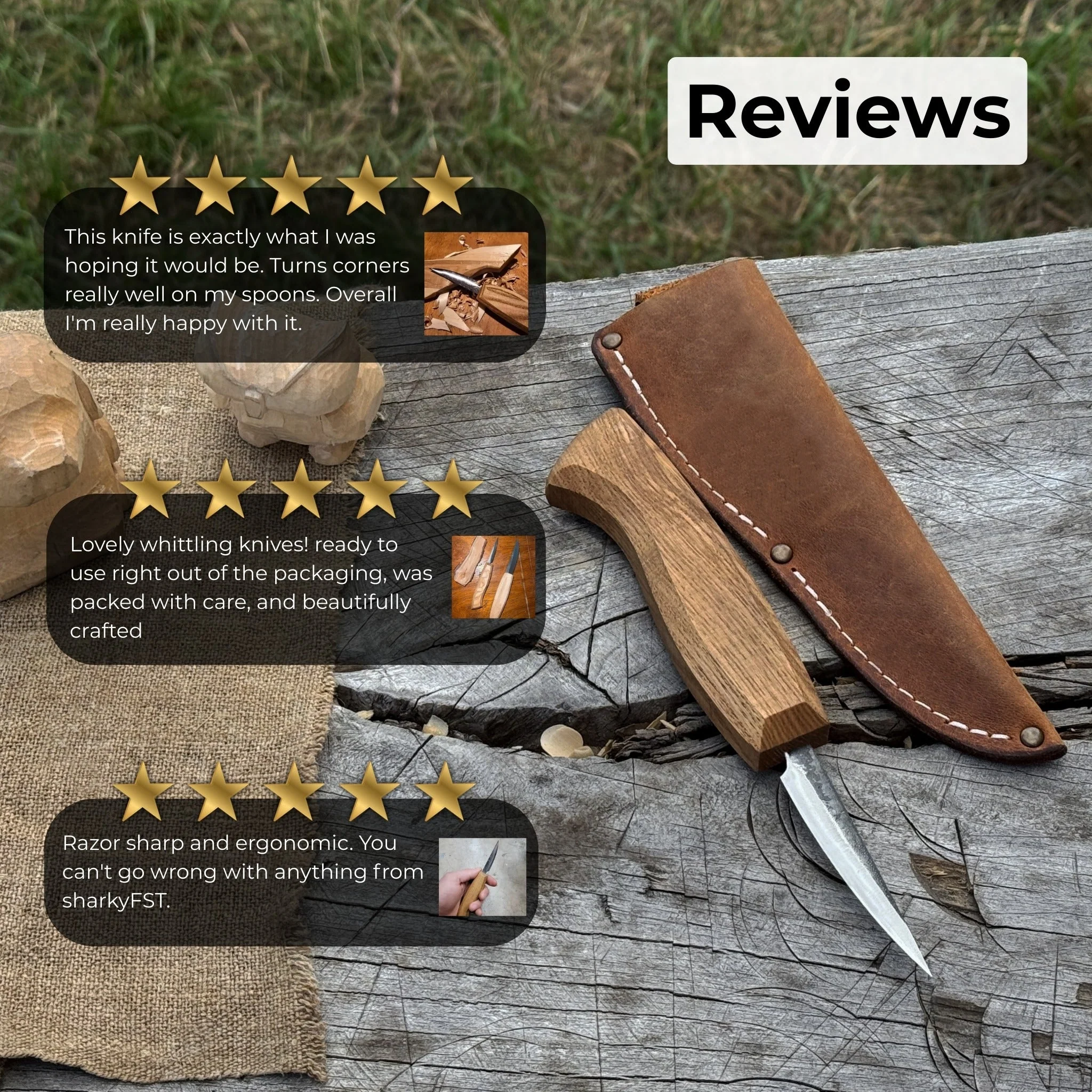 Small Sloyd Carving Knife, Blade 6.5 cm (2.56 inches) - Image 10