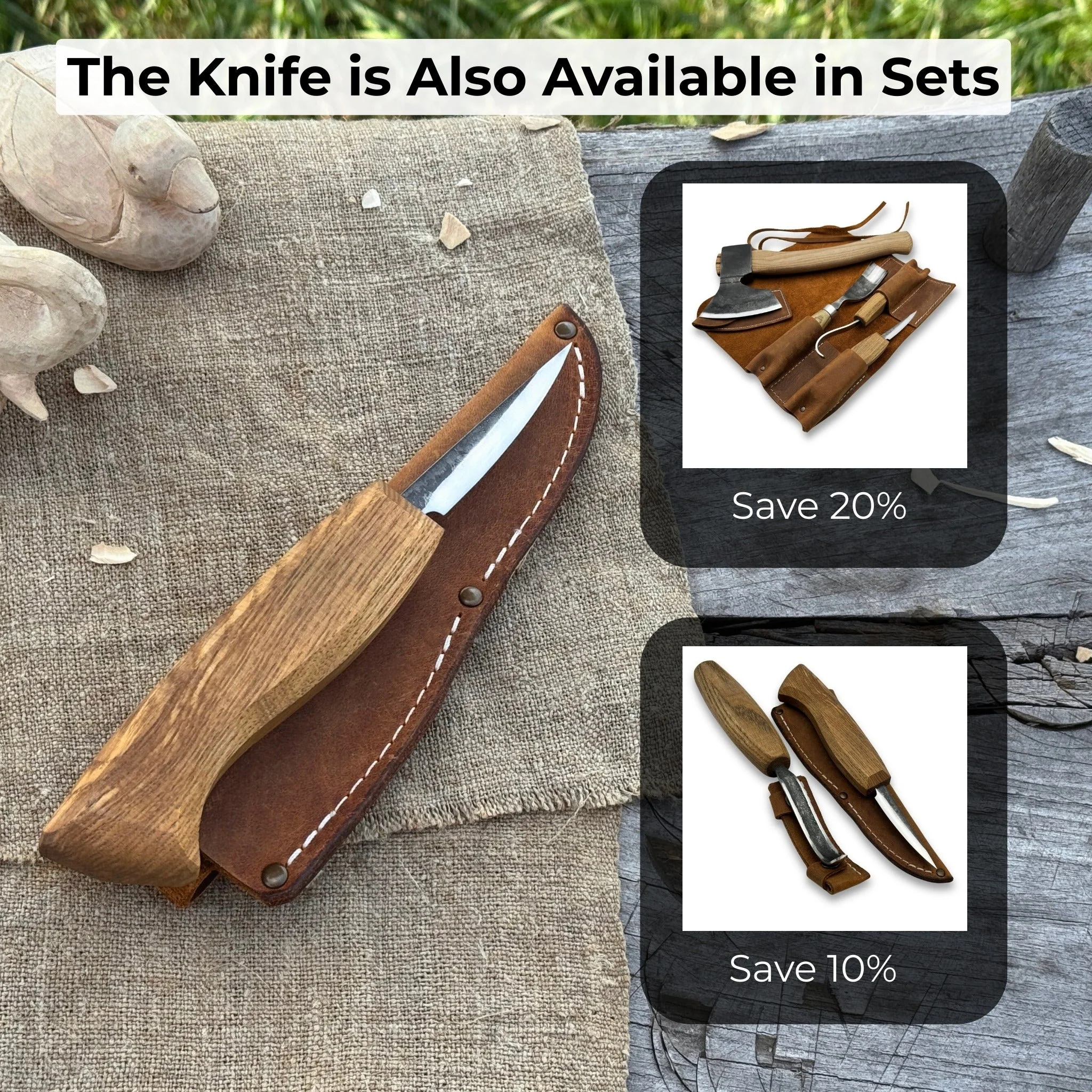 Small Sloyd Carving Knife, Blade 6.5 cm (2.56 inches) - Image 11