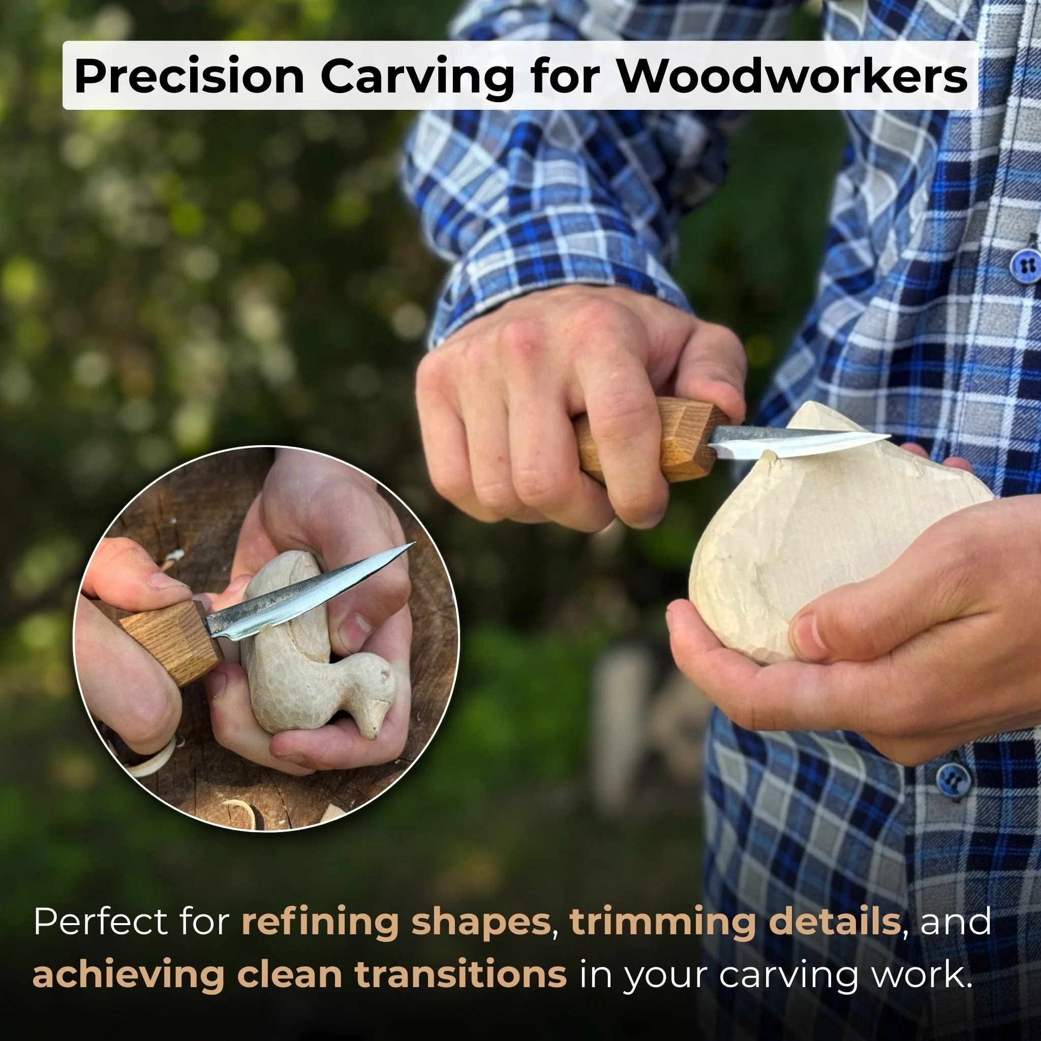 Small Sloyd Carving Knife, Blade 6.5 cm (2.56 inches) - Image 7