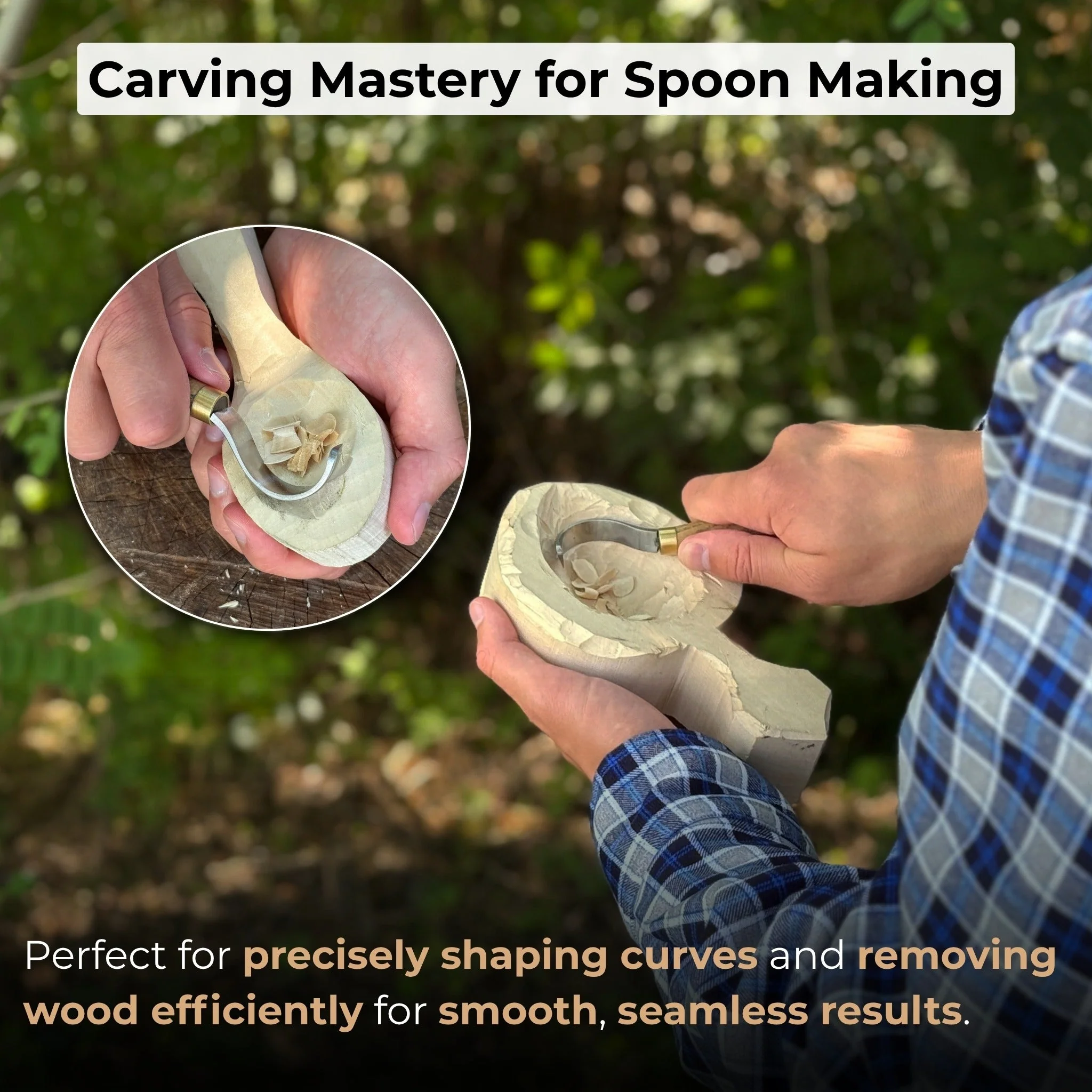 Spoon Carving Hook Knife with Leather Sheath, 3.5 cm (1.38 inches) - Image 7