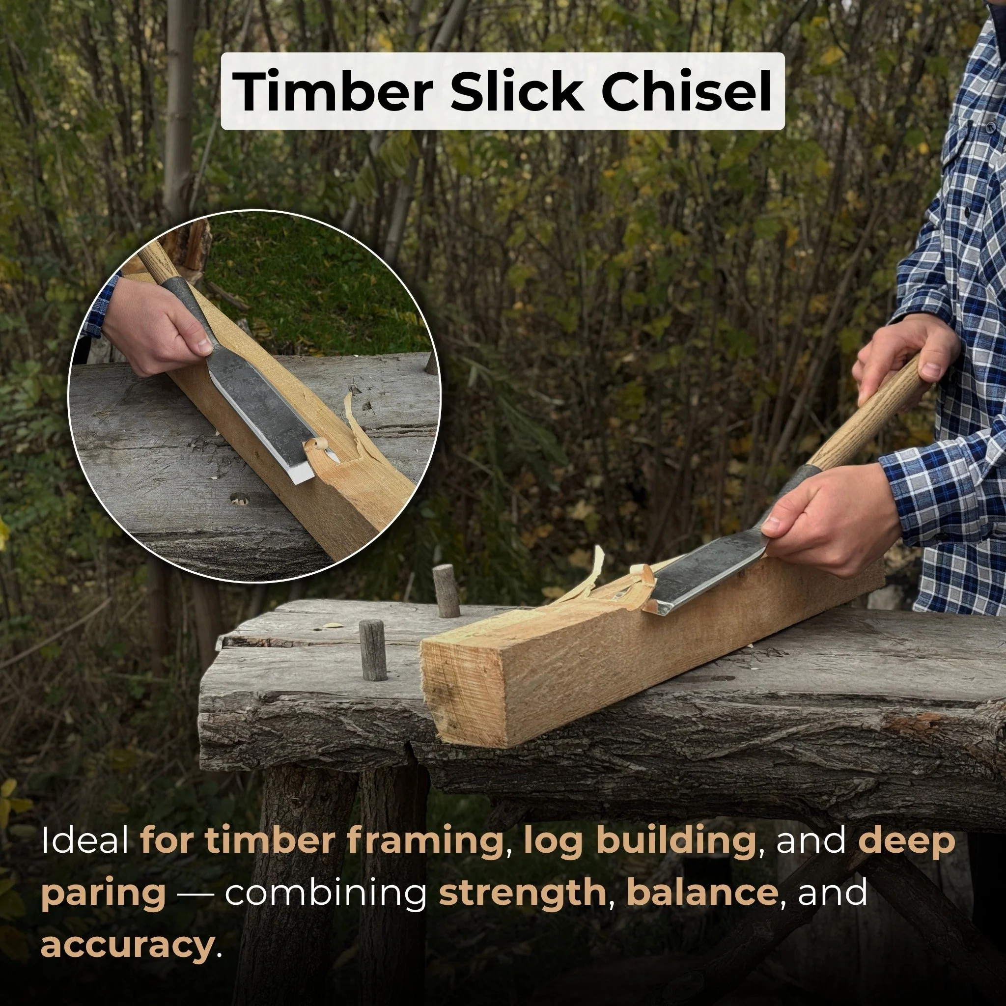 Timber Slick Chisel for Woodworking – 20 to 100 mm (0.8–3.9 Inches) - Image 8