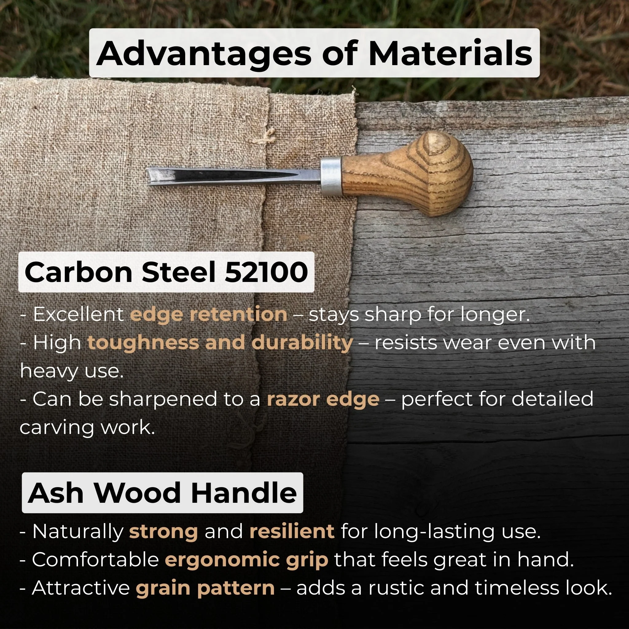V-Parting Chisel 60 Degree with Palm Handle, 6 mm (0.24 inches) - Image 4