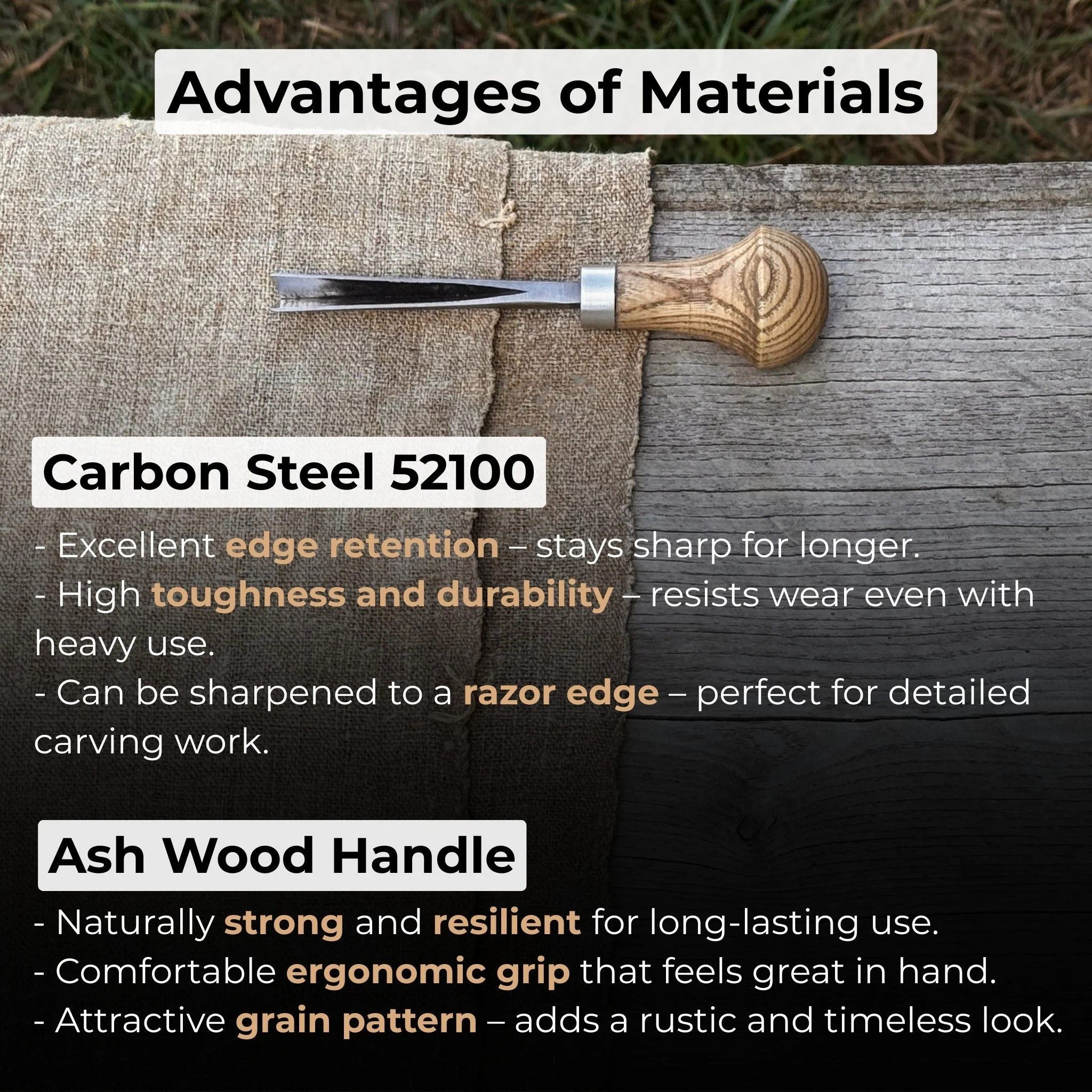 V-Parting Chisel 60 Degree with Palm Handle, 8 mm (0.31 inches) - Image 4