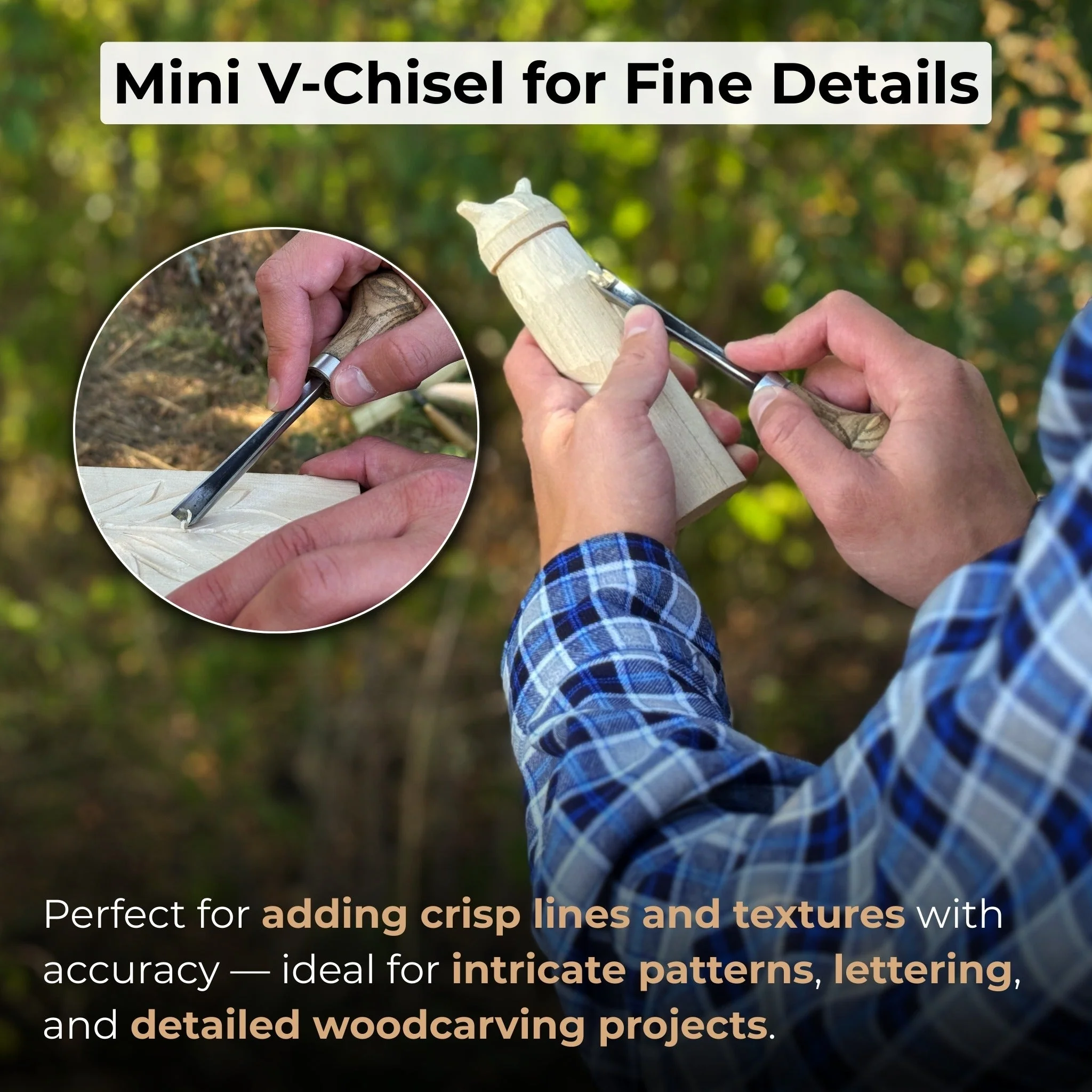 V-Parting Chisel 60 Degree with Palm Handle, 8 mm (0.31 inches) - Image 8