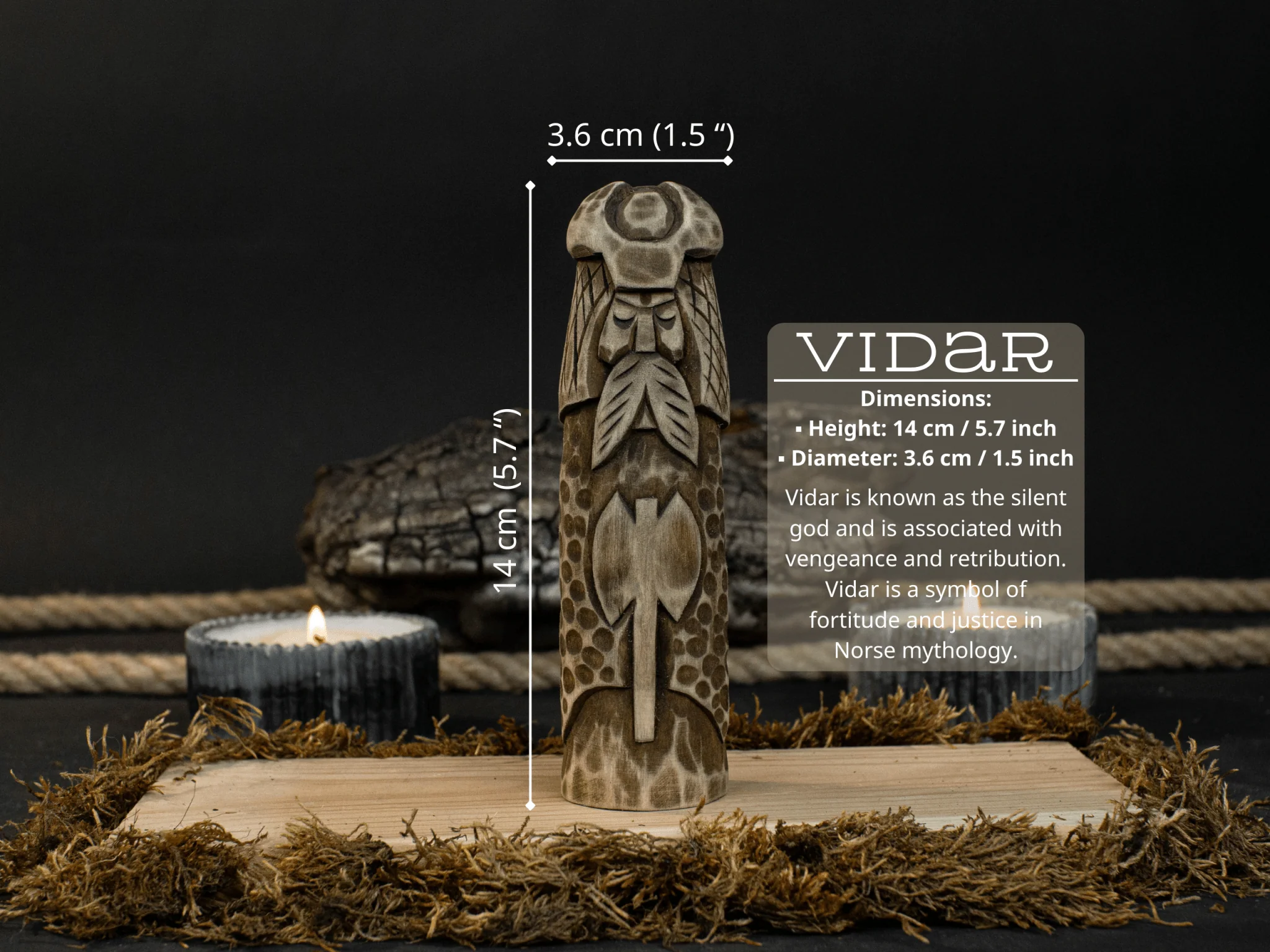 Vidar Figurine – 14 cm (5.7 inches) Hand-Carved Wooden Statue of the Norse God of Vengeance - Image 5