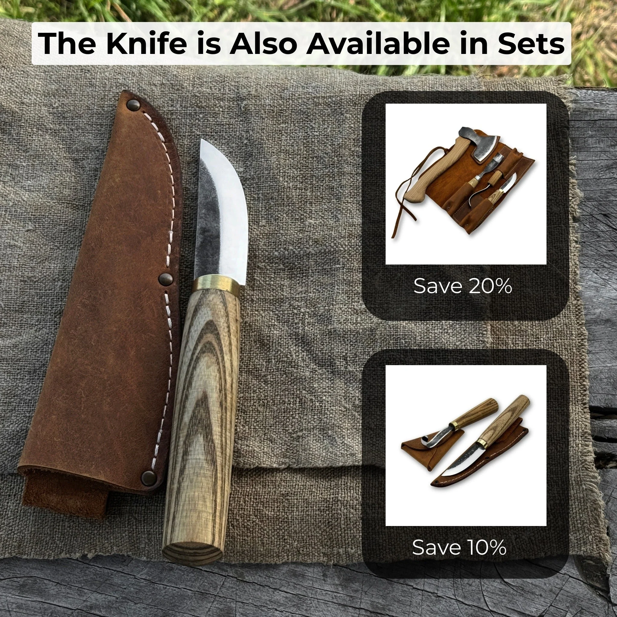 Whittling Sloyd Knife with Leather Sheath, 7.5 cm (2.95 inches) Blade - Image 11