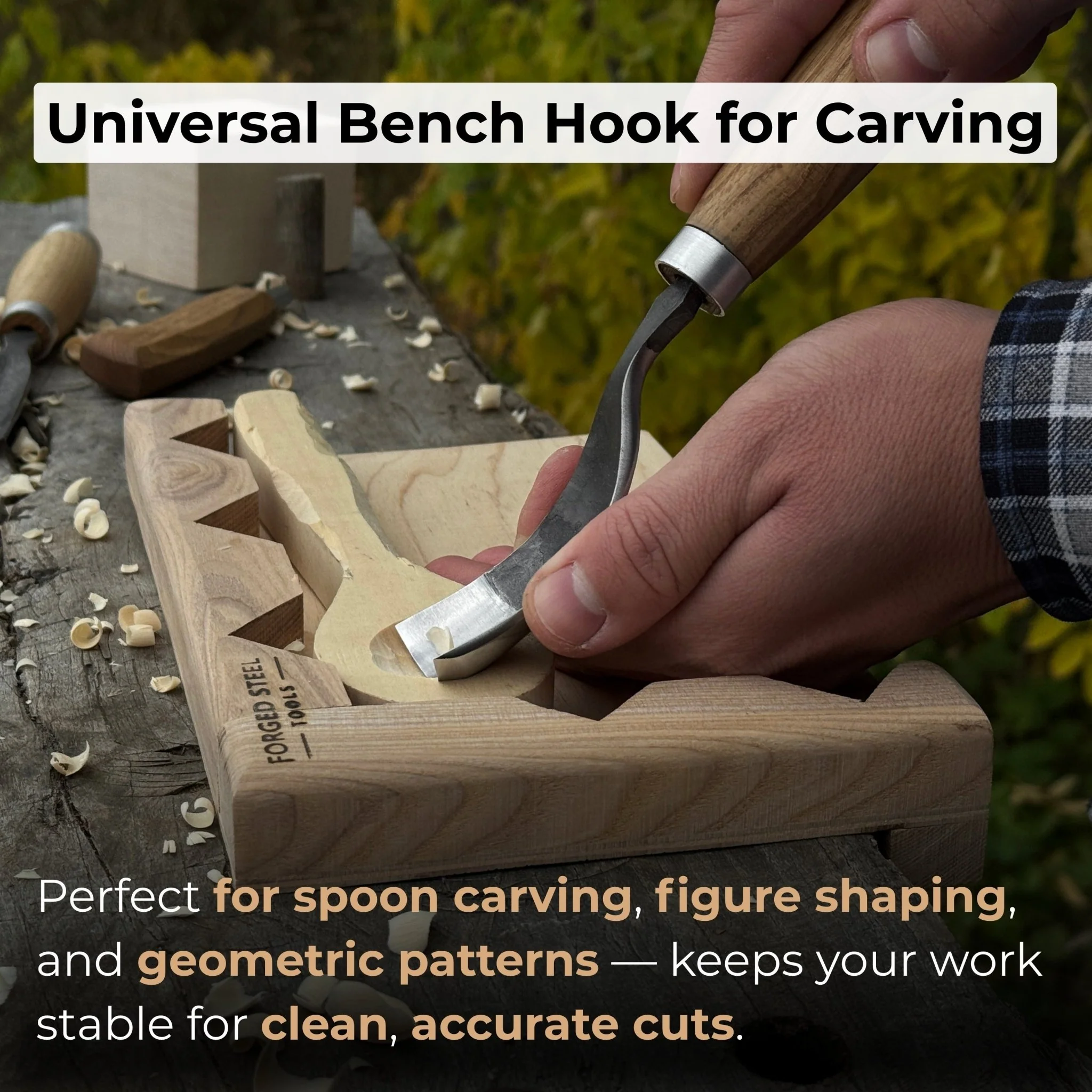 Wooden Bench Hook for Carving. Handcrafted Work Support for Wood Carving - Image 4