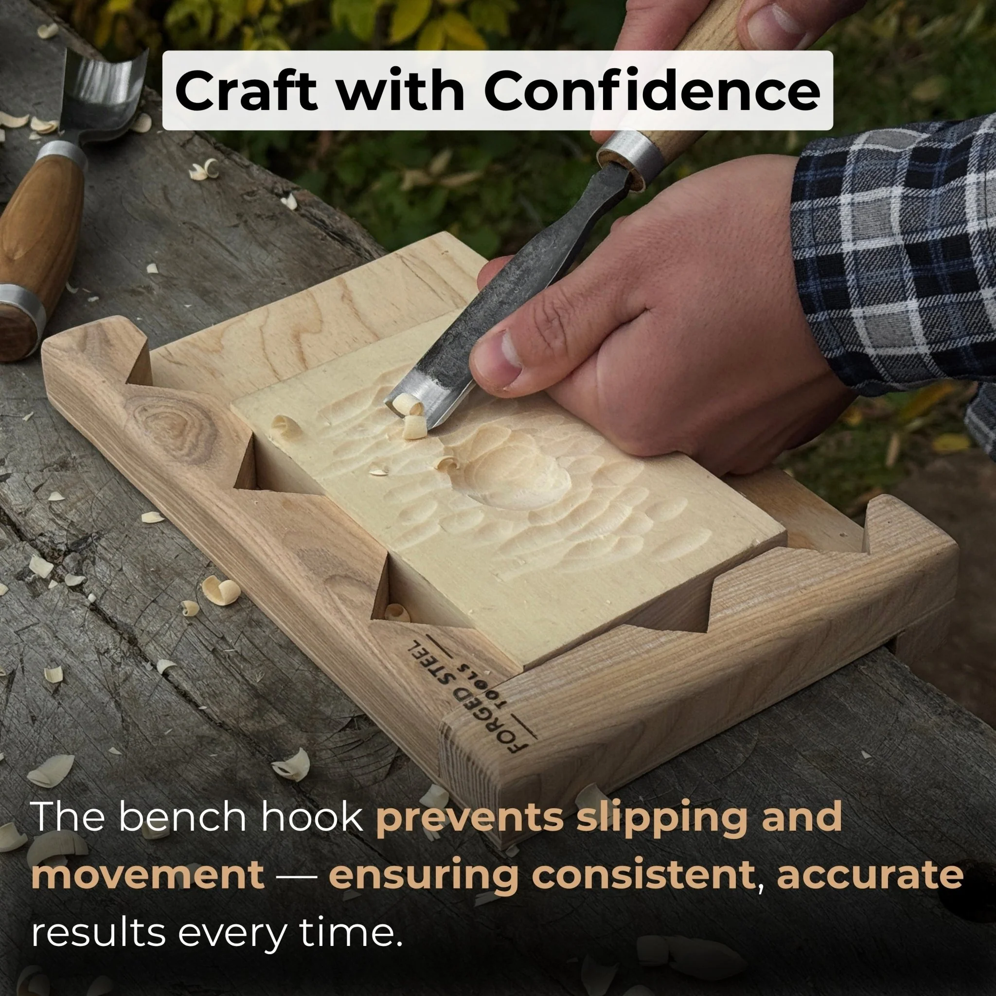 Wooden Bench Hook for Carving. Handcrafted Work Support for Wood Carving - Image 5